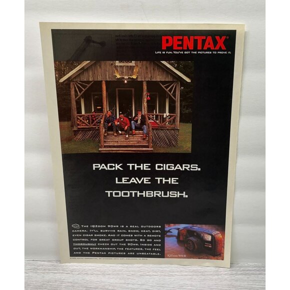 Pentax Cameras Vintage Print Ad 1990s IQZoom 90WR Hunting Trip Cabin IQZoom - Picture 6 of 6